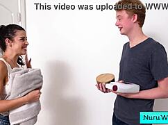 Busty Brunette Kylie Rocket Teases with Wet Nuru Massage