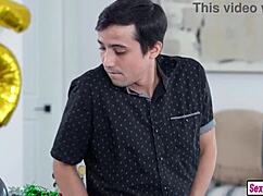 Tiny Blonde Teen Fucks Stepbro After Party