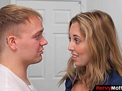 so, guess what? pervy cougar mom watches her stepson get a blowjob from stepsister