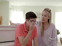 Piano tutor seduces with big boobs.