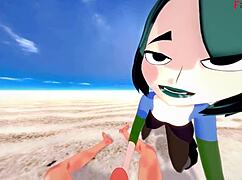 Gwen gives beach blowjob!