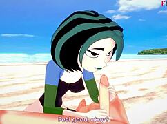 Gwen gives beach blowjob!