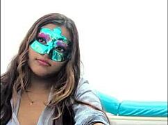 brunette student gropes big tits before exam