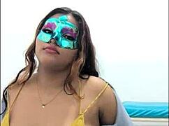 brunette student gropes big tits before exam