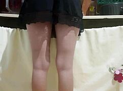 Employee at work flashes her hot tattooed ass in lingerie, driving me crazy horny.