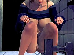 Sono ossessionato dalle tette grosse in selvaggi giochi 3D cartoon in bagno