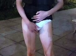 Shemale Ting Xuan flashes boldly in a public community garden.