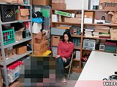 petite half black shoplifter teen caught by mall cop in the store