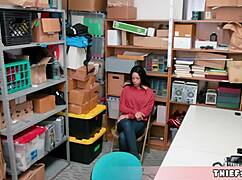 petite half black shoplifter teen caught by mall cop in the store