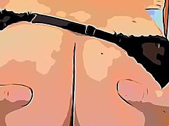 cartoon hentai shows asian brunette's ass getting taken hard.