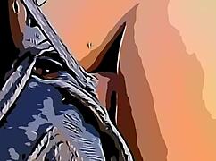 cartoon hentai shows asian brunette's ass getting taken hard.