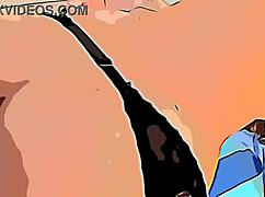 cartoon hentai shows asian brunette's ass getting taken hard.