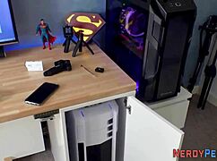 Busty Brit Giving Head To Dweeb