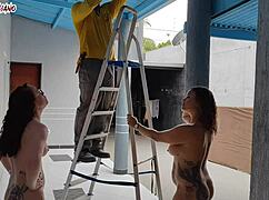 Bosses greet the visitor naked in a sexy encounter.