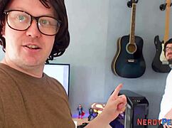 Busty Brit Giving Head To Dweeb