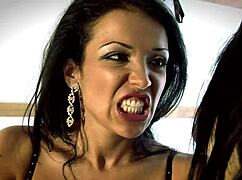 tied babes in truck fuck guy together