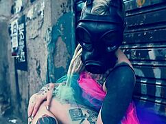 Ballerina strolls in ballet shoes on the street