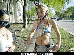 bffs melody foxx, paisley paige, winter bell swap cum in wild festival orgy.