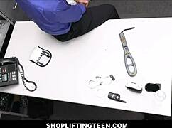 Tiny Blonde Teen Caught Shoplifting Fucked by Officer on Birthday