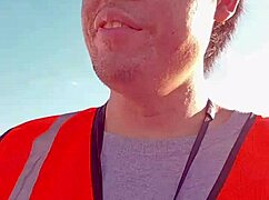 asian solo walking outdoor during work?