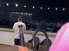 so this curious latina neighbor, salomé gil, got nailed on the terrace by the neighbor's young son - part 1