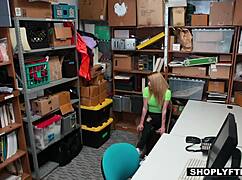 horny thick blonde teen 18+ shoplifter alexa raye seduces security officer