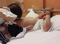 Exploring intimate cosplay moments with a seductive maid in costume