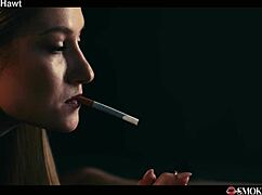 Tiffany Tatum delivers a fierce pov blowjob while smoking in a see-through outfit