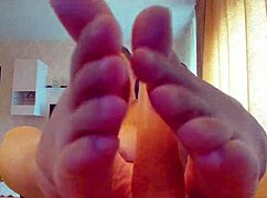 Big Sex Toy Sucked And Footjob With Natural Tits