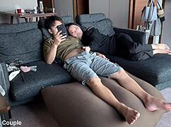 Japanese coed squirts hard from intense fingering by boyfriend