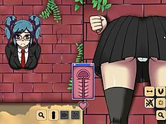 Juguemos con chica en la pared para pasarla bien