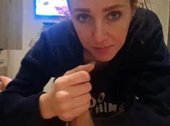 Swallowing Cum After Delicious Blowjob On Bed