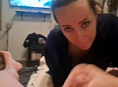 Swallowing Cum After Delicious Blowjob On Bed