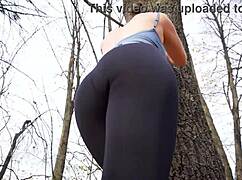 Fit MILF in Tight Black Leggings Teases Her Sexy Ass!