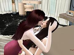 Hey, my Asian stepmom is showing her Japanese stepdaughter hot lesbian sex tricks.