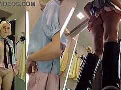 Hidden camera catches juicy pussy upskirt in dressing room view
