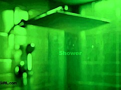 fierce brunette bombshell took a shower after intense solo session