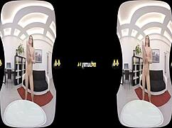 Virtualpee - dildo loving brunette splashes herself with piss