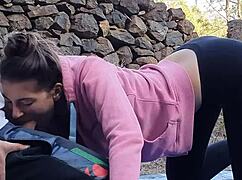 Outdoor sex with hot 18yo brunette babe 😍