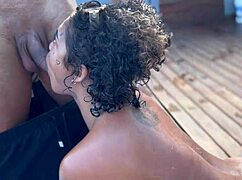 pool party turns wild with several young girls flashing huge tits and getting blowjobs outdoors