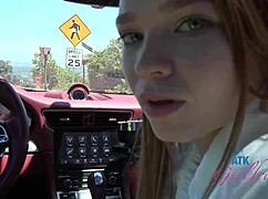 Mazy Myers Amateur Babe Sucks Cock During Driving Lesson in Car