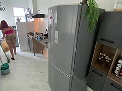 Hidden camera catches employee in shorts teasing? Watch her provoke now!