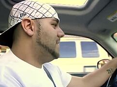 Horny brunette sucks cock in a car then rides dick in her tight teen 18+ pussy in missionary and doggystyle