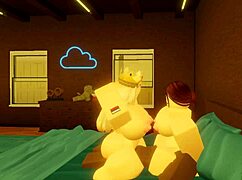 Robloxian BBC dominates two snowbunnies in bed