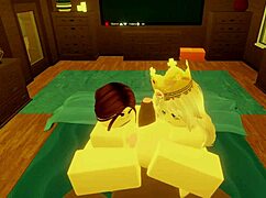 Robloxian BBC dominates two snowbunnies in bed