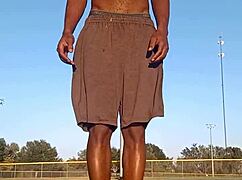 Taste the athletic brunette roommate in homemade dorm workout.