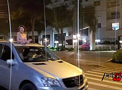 Moto boy chases woman flashing breasts