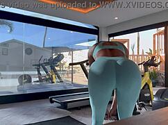 Hey, check out this fit teen with a bubble butt getting with her personal trainer after gym!