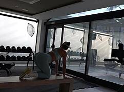 Hey, check out this fit teen with a bubble butt getting with her personal trainer after gym!