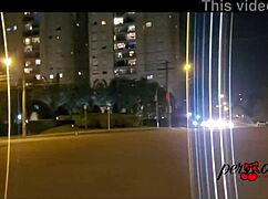 Moto boy chases woman flashing breasts